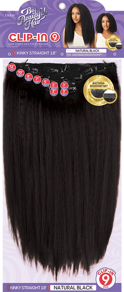 OUTRE BIG BEAUTIFUL HAIR CLIP-IN 9PCS KINKY STRAIGHT 18"